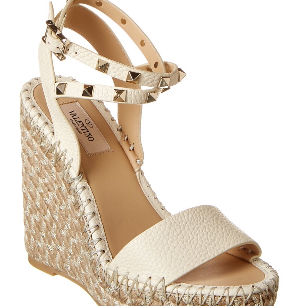 Valentino Grainy Leather Espadrille